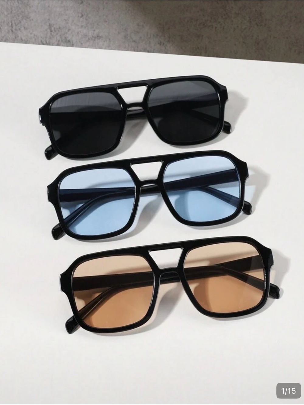 Men's Black Frame Sunglasses with Black/Blue/Tan Lenses